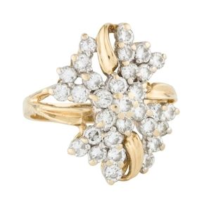 Diamod Yellow Gold Cocktail Ring VS Clarity Tiffany Style